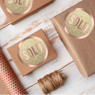 Såld ut Glitter Guld Gods Ro Agent Metall Runt Klistermärke