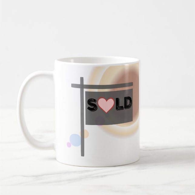 SÅLDA fastighetsmäklare undertecknar muggen Kaffemugg (Vänster)