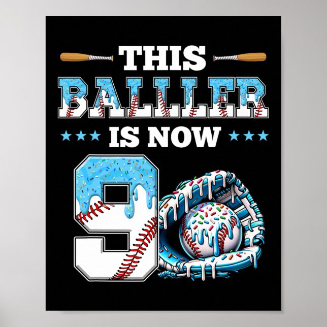 Säldropp 9:e Födelsedagsfesten Boy Sport Fläkt 9 å Poster (Framsidan)