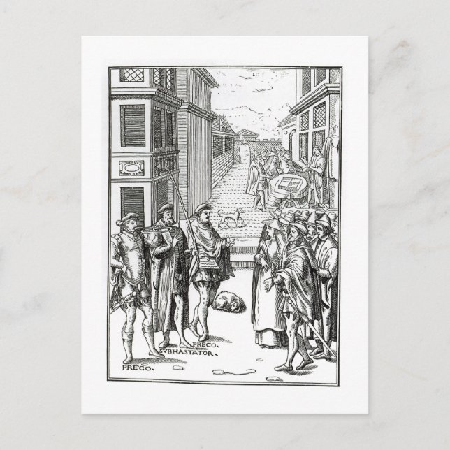 Sale av Towncrieren, efter en träsnitt i 'praxis Vykort (Framsida)