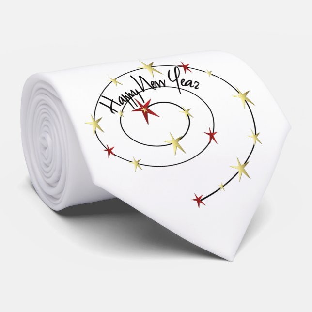 SALE - för stjärnavit för gott nytt år guld- röd Slips (Rullad)