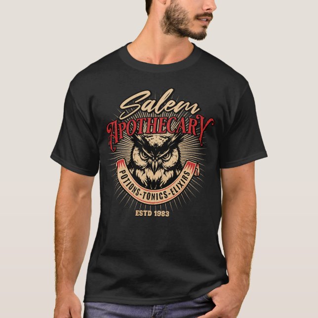 Salem Apothecary Vintage Uggla T Shirt (Framsida)