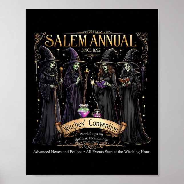 Salem Årlig 1692 Witches Convention Halloween Vin Poster (Framsidan)