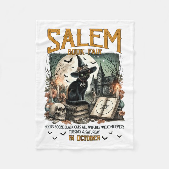 Salem Bok Fair Funny Bookish Halloween Spooky Rea Fleecefilt (Framsidan)