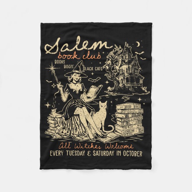 Salem Bok Klubb Funny Bookish Halloween Spooky Rea Fleecefilt (Framsidan)