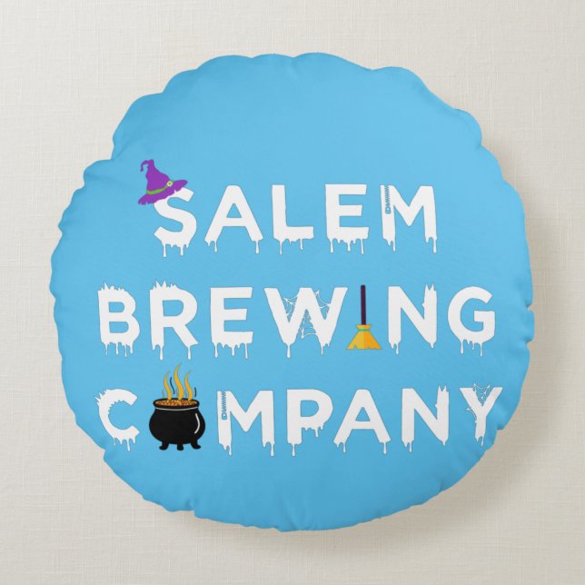 Salem Brewing Company White Rund Kudde (Framsidan)
