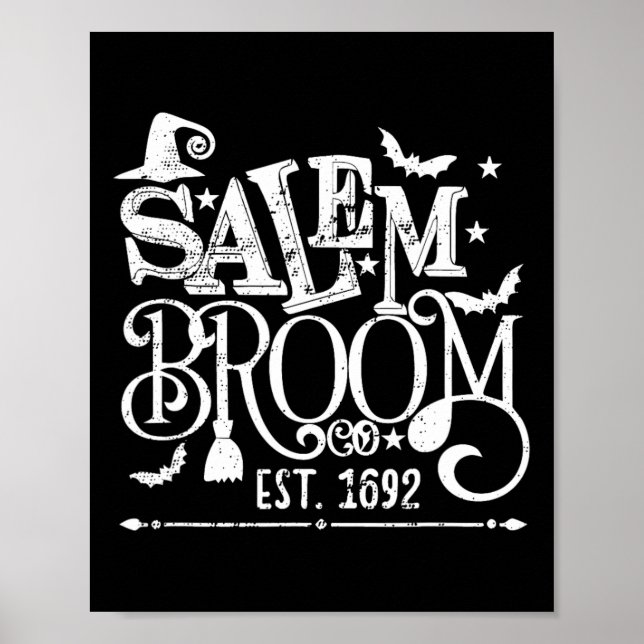 Salem Broom Co Est 1692 Funny Halloween Witch Sayi Poster (Framsidan)