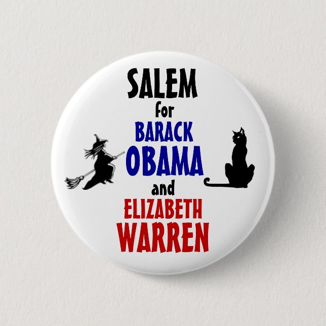 Salem för Obama och Warren 2012 Knapp (Framsida)