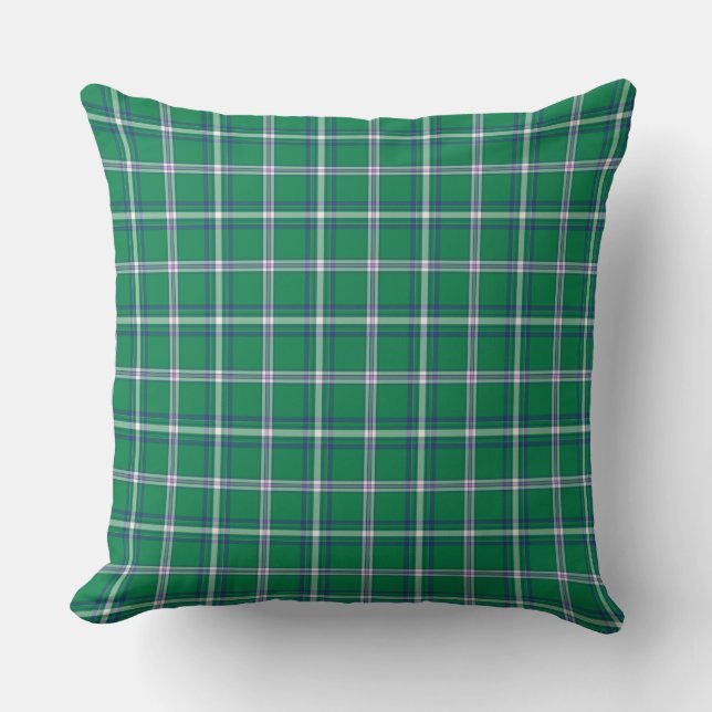 Salem Green and White Plaid Kudde (Framsida)