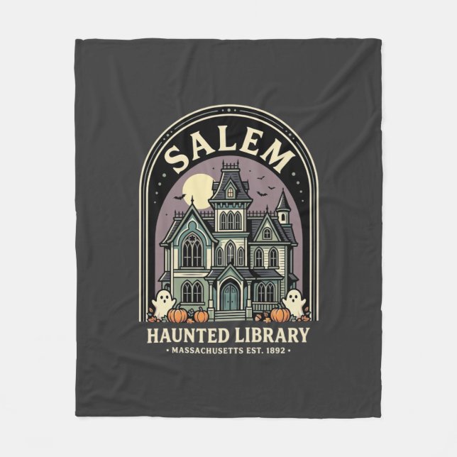 Salem Haunted Library Halloween Design_1 Fleecefilt (Framsidan)