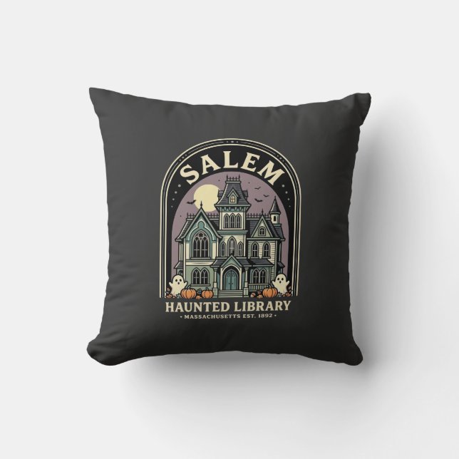 Salem Haunted Library Halloween Design_1 Kudde (Framsida)