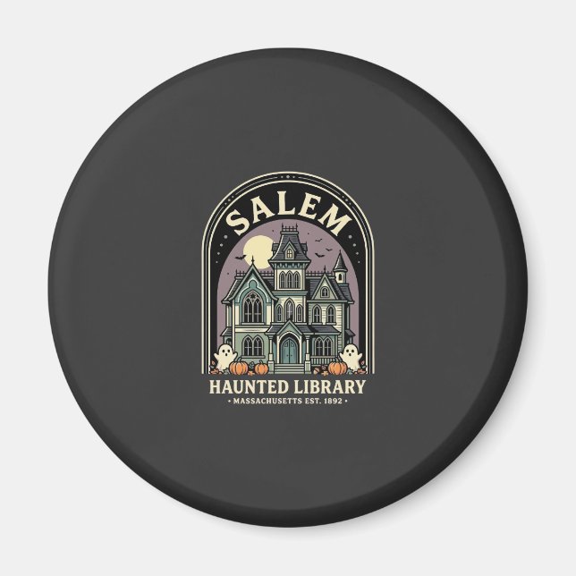 Salem Haunted Library Halloween Design_1 Magnet (Framsidan)
