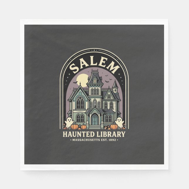 Salem Haunted Library Halloween Design_1 Pappersservett (Framsidan)