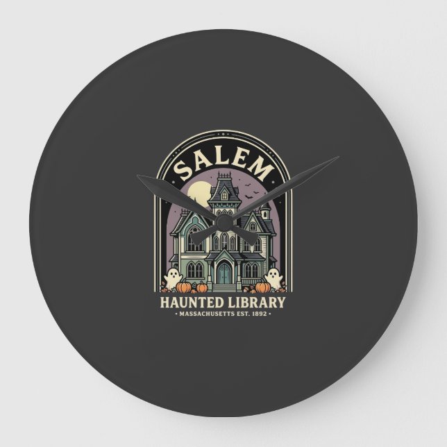 Salem Haunted Library Halloween Design_1 Stor Klocka (Framsida)