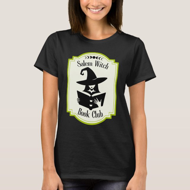 Salem häxa bok klubb silhouette bok älskare grönt t shirt (Framsida)
