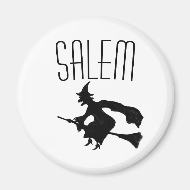 Salem häxa på broomstick magnet (Framsidan)