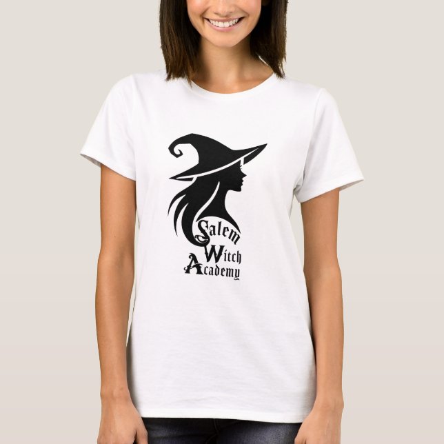 Salem Häxakademin Wicca Häxor Halloween T Shirt (Framsida)