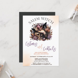 Salem-häxkostymer och cocktail Halloween Inbjudningar
