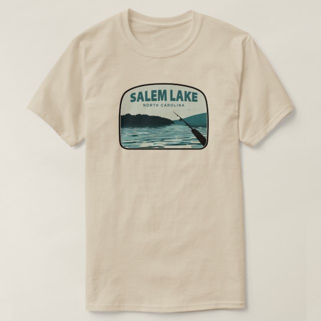 Salem Lake North Carolina Fishing Rod T Shirt (Design framsida)