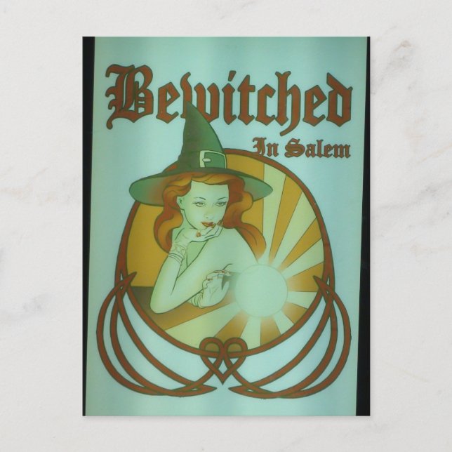 Salem, Massachusetts "Bewitched" Postcard Vykort (Framsida)