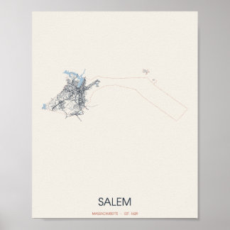 Salem, Massachusetts Gatukarta Poster – Est. 1629