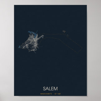 Salem Massachusetts Gatukarta Poster (Natt)
