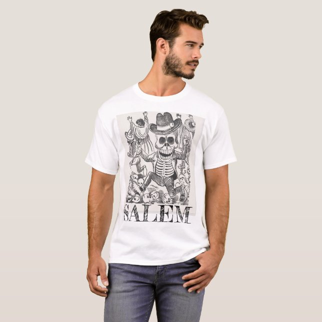 Salem Massachusetts Occult Skull Tee, Manar Tee (Hel framsida)