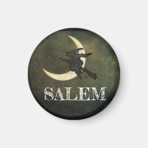 Salem Massachusetts Witch Över Måne Halloween Magnet