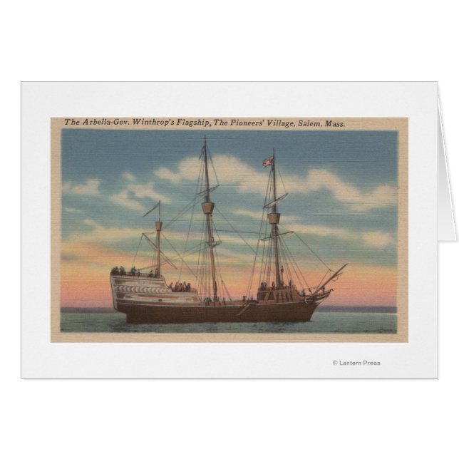 Salem, MORSA - View of Capt. Winthrop's Arbella Hälsningskort (Framsidan Horizontal)