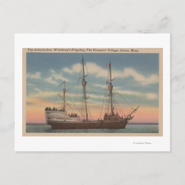 Salem, MORSA - View of Capt. Winthrop's Arbella Vykort (Framsida)