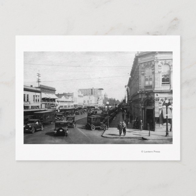 Salem, OR Town View on State Street Photographic Vykort (Framsida)