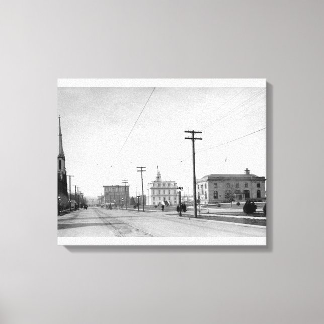 Salem, OR Town View State Street Photograph Canvastryck (Framsida)