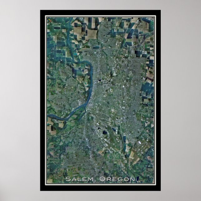 Salem Oregon Satellite Poster Karta (Framsidan)