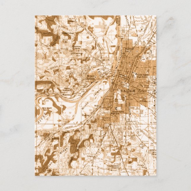 Salem Oregon vintage karta Vykort (Framsida)