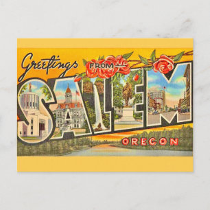Salem Oregon Vintage Välkomsthälsning Vykort