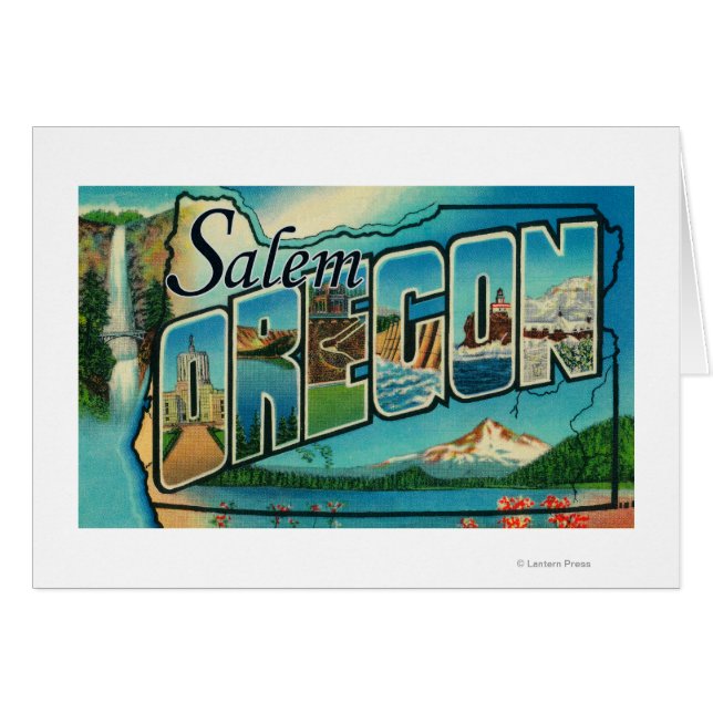 Salem, OregonLarge Brev ScenesSalem, OR 2 Hälsningskort (Framsidan Horizontal)