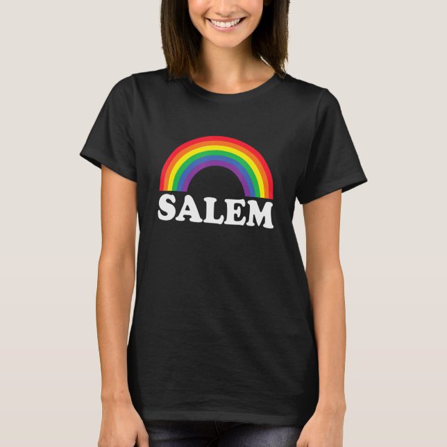 Salem Rainbow LGBTQ Gay Pride Lesbians Queer T Shirt (Framsida)