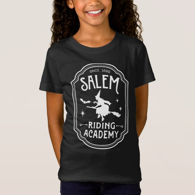 Salem Riding Academy Halloween Witch T Shirt (Framsida)