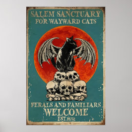 Salem Sanctuary for Wayward Cats, Vintage Cat Poster