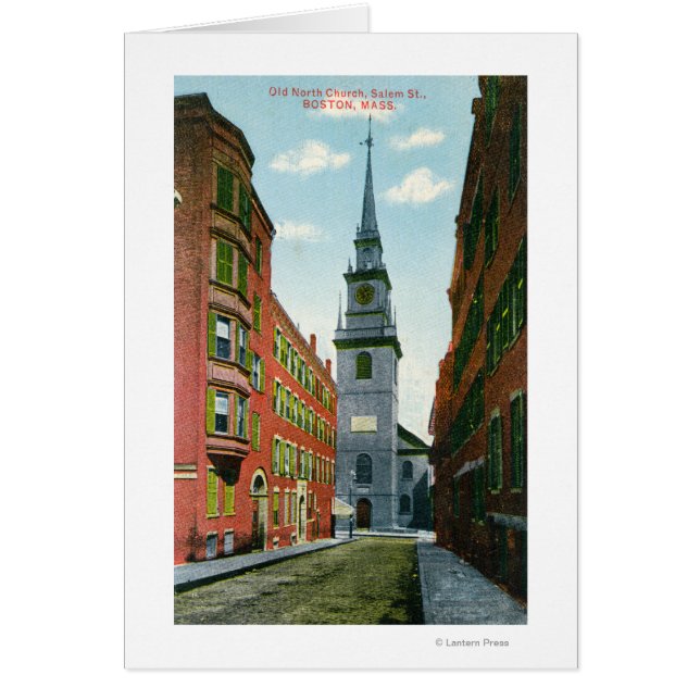 Salem Street View of Old North Church Bldg # 2 Hälsningskort (Framsidan)