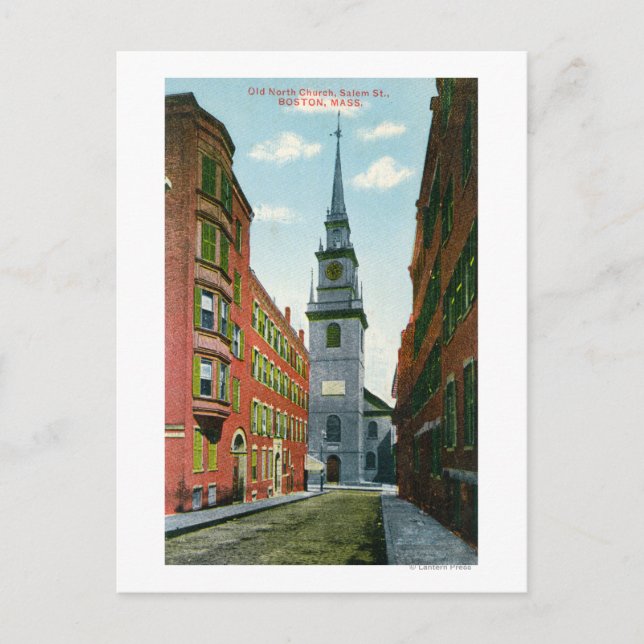 Salem Street View of Old North Church Bldg # 2 Vykort (Framsida)