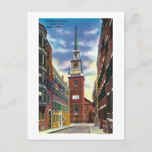 Salem Street View of Old North Church Bldg Vykort