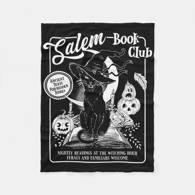 Salem Witch Bok Klubb Bookish Retro Halloween Blac Fleecefilt (Framsidan)
