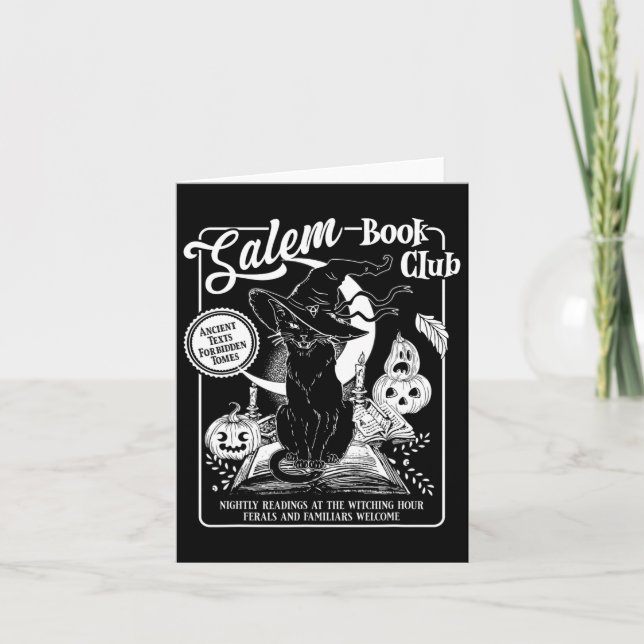 Salem Witch Bok Klubb Bookish Retro Halloween Blac Kort (Framsida)
