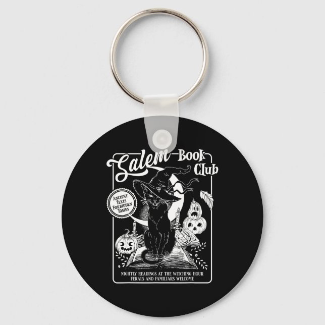 Salem Witch Bok Klubb Bookish Retro Halloween Blac Nyckelring (Framsida)