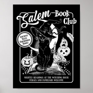 Salem Witch Bok Klubb Bookish Retro Halloween Blac Poster