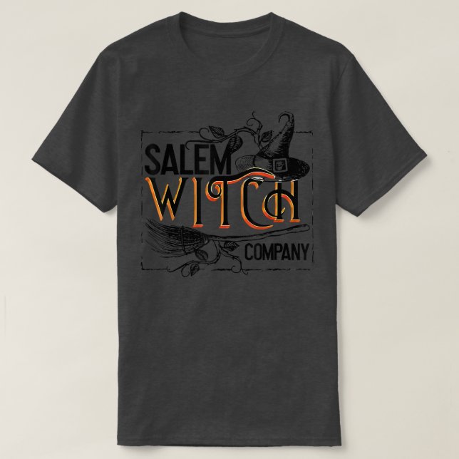 Salem Witch Hat Company Broom Candy Bag Pumpkin Ha T Shirt (Design framsida)