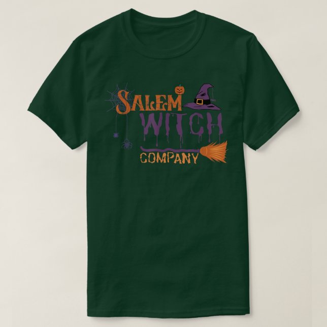 Salem Witch Hat Company Broom Candy Bag Pumpkin Ha T Shirt (Design framsida)