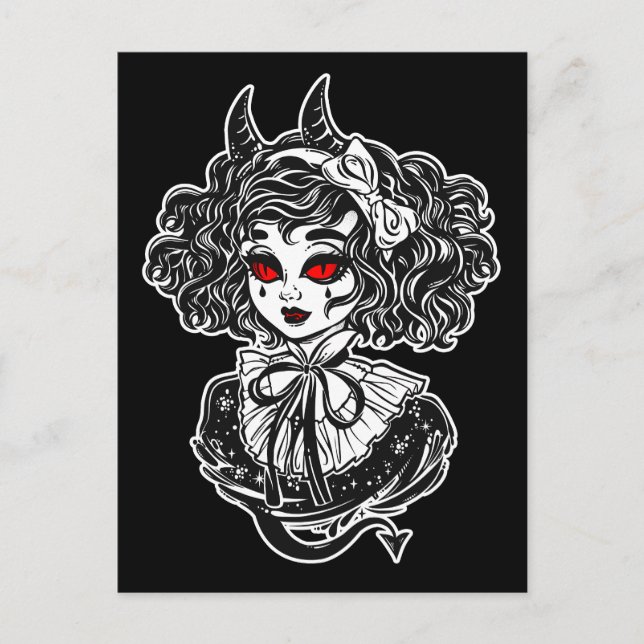 Salem Witch Illustration Art Vykort (Framsida)