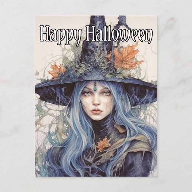 Salem Witch Illustration Happy halloween Vykort (Framsida)